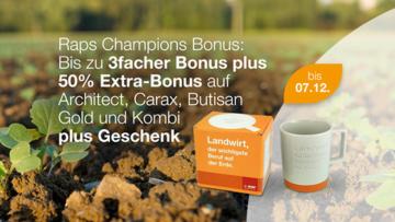 50% extra Bonus für Raps Champions!