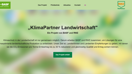 Gemeinsame Projektseite von Raiffeisen Waren-Zentrale Rhein-Main AG und BASF